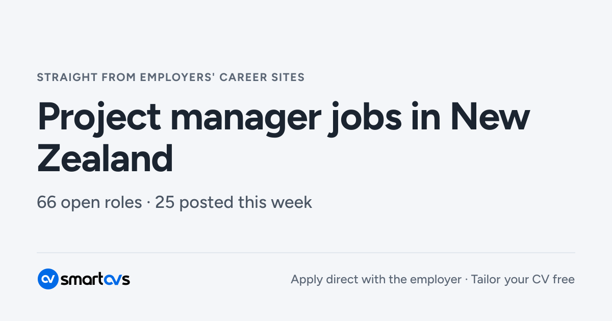 Project manager jobs in New Zealand | SmartCVs